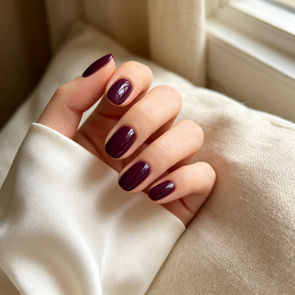 Midnight Plum Press On Nails | Glossy Rich Deep Violet Solid Nails