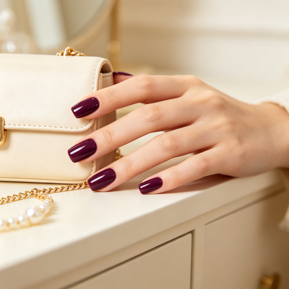 Midnight Plum Press On Nails | Glossy Rich Deep Violet Solid Nails